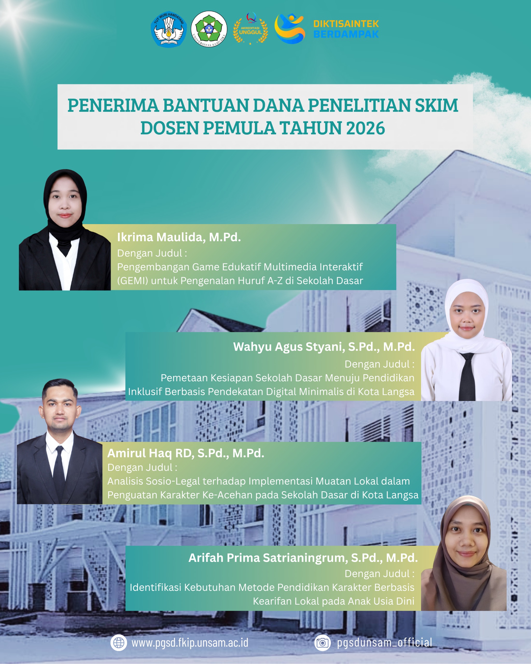 Dosen PGSD Universitas Samudra Raih Pendanaan Hibah Internal Penelitian SKIM Tahun 2026